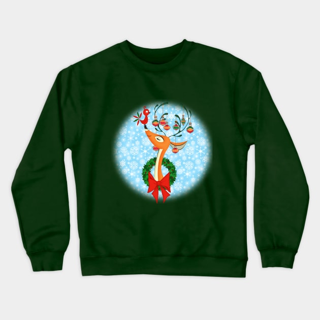 Retro Christmas Deer Crewneck Sweatshirt by richhwalsh